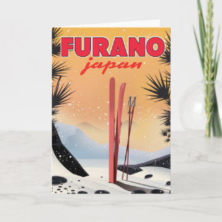 Furano Japanese travel poster. Holiday Card