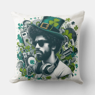 Furbabies Art – St. Patrick’s DJ 🎧☘️🐾 Cushion