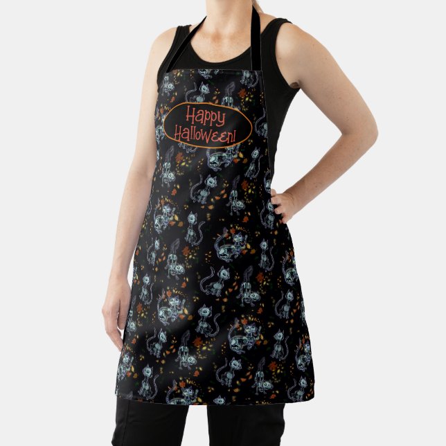 Furever Friends Spooky Ghost Cats Apron (Insitu)