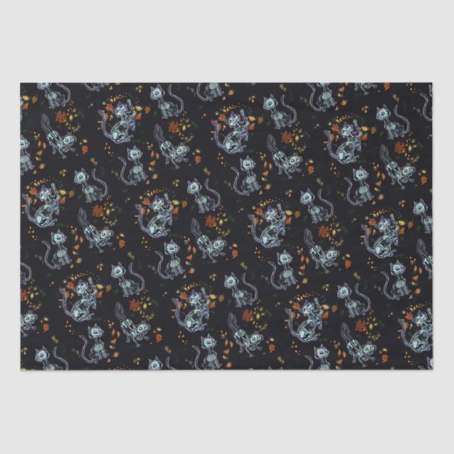 Furever Friends Spooky Ghost Cats  Tissue Paper (Front)
