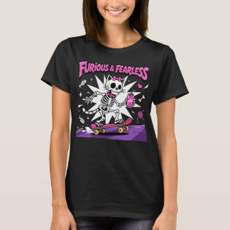 Furious & Fearless Skeleton Cat Skateboard T-Shirt