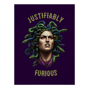 Furious Medusa Glossy Poster