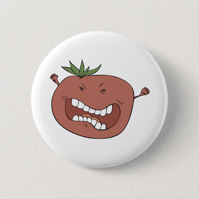 Furious tomato 6 cm round badge (Front)