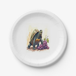 Furious Turtle Stomping Grapes. Paper Plate