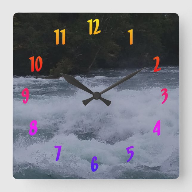 Furious Waters of the Niagara Square Wall Clock (Front)