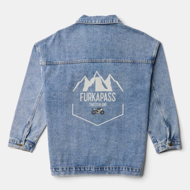 Furka Pass Switzerland Denim Jacket (Back)