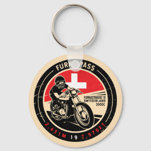 Furka Pass Switzerland Motorcycle Key Ring