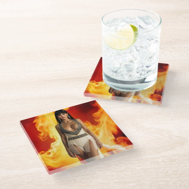 Furnace Goddess glass coaster (Angled)