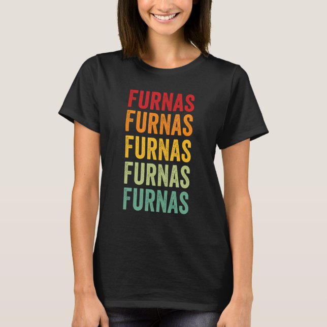 Furnas County Nebraska Rainbow Text Design T-Shirt (Front)
