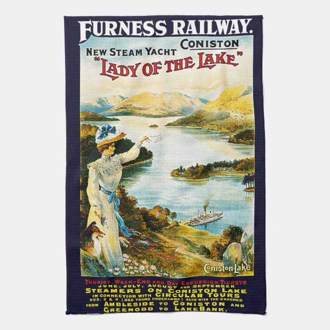 Furness Railway ~ Lady of the Lake Tea Towel (Vertical)