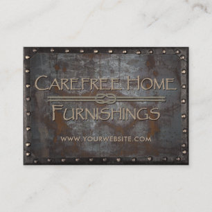 Furnishings Rusty Metal Framed Vintage Business Card
