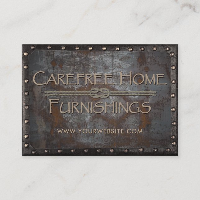Furnishings Rusty Metal Framed Vintage Business Card (Front)
