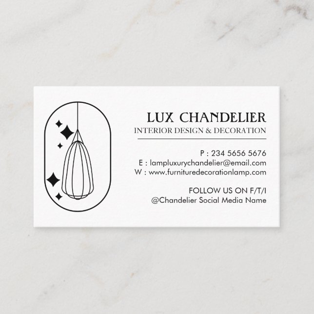 Furniture Decoration Chandelier Business Card (Front)