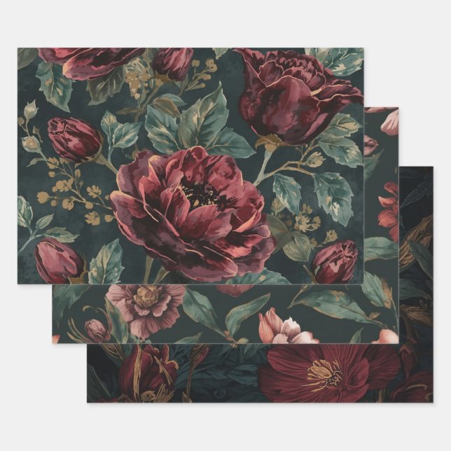 Furniture DIY Dark Botanical Gift Wrap Rustic Goth (Set)