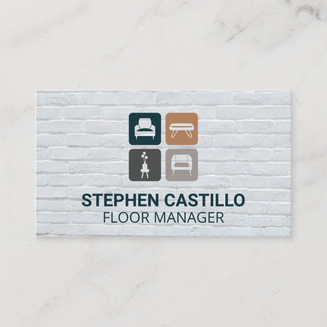 Furniture Icons | Brick Wall Business Card (Front)