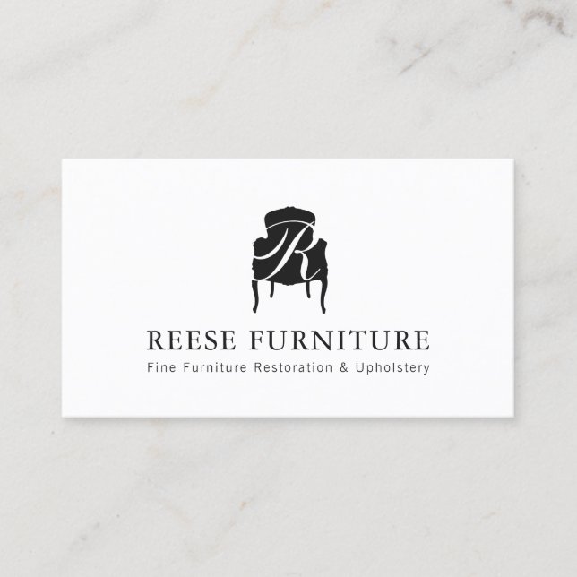 Furniture Restoration and Upholstery Monogram Logo Business Card (Front)