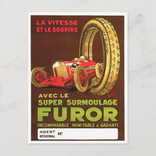 Furore Tires ~ Vintage Automobile Tire Ad Postcard