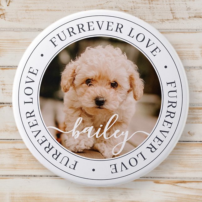 Furrever Love Pet Memorial Elegant Chic Photo 7.5 Cm Round Badge (Creator Uploaded)