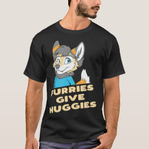 Furries Give Huggies  Furry Hug  Funny Cute OwO Fu T-Shirt