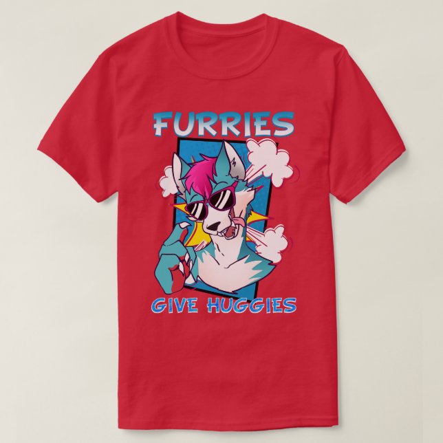 Furries give Huggies I Fandom I Cosplay T-Shirt (Design Front)