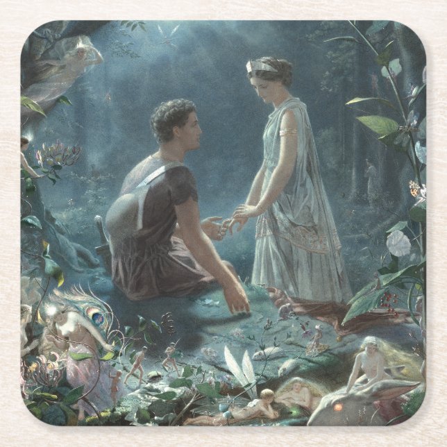 Furries: Shakespeare's A Midsummer Night's Dream Square Paper Coaster (Front)