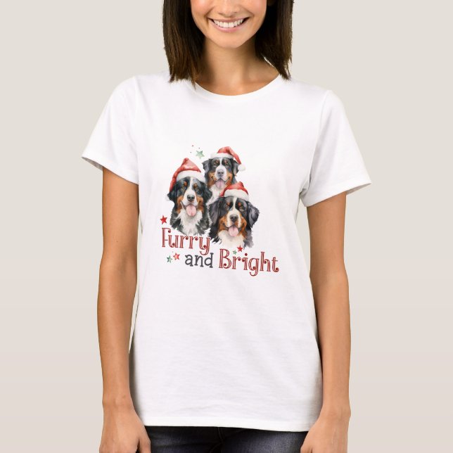 Furry and Bright Bernese Mountain Dogs T-Shirt (Front)