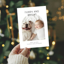 Furry and Bright Christmas Baby and Dog Photo