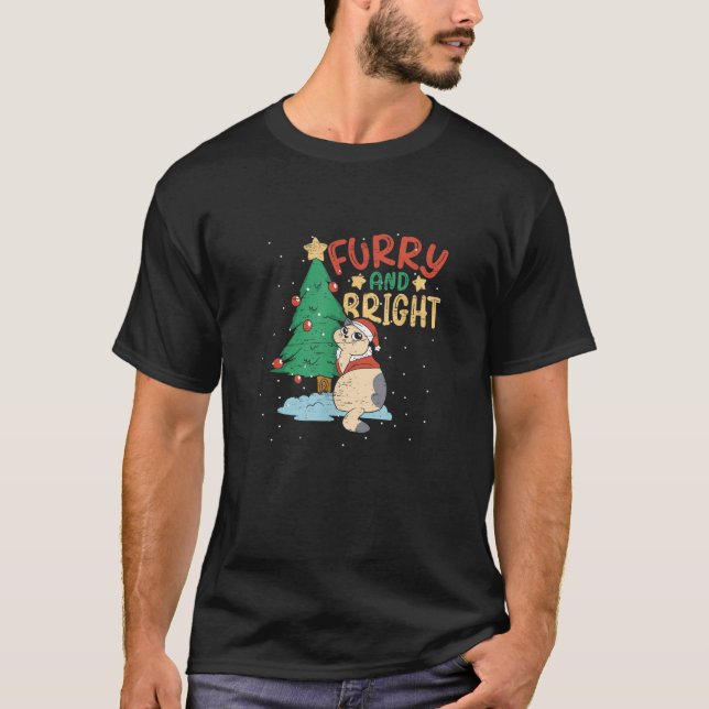 Furry And Bright Feline Claws Kitten Cat Lover Hol T-Shirt (Front)