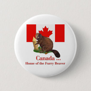 Furry Beaver 6 Cm Round Badge