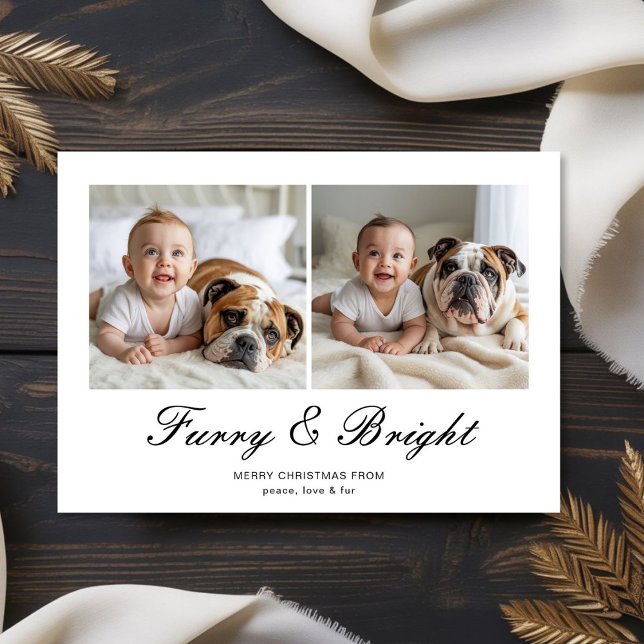 Furry & Bright Classic Family Christmas Card (Creator Uploaded)