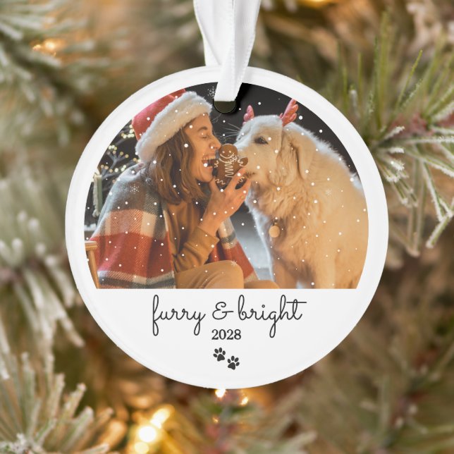 Furry & Bright Custom Holiday Pet Photo Ornament (Tree)