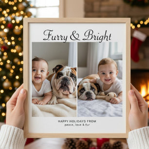 Furry & Bright Elegant cute &  dog Holiday Card