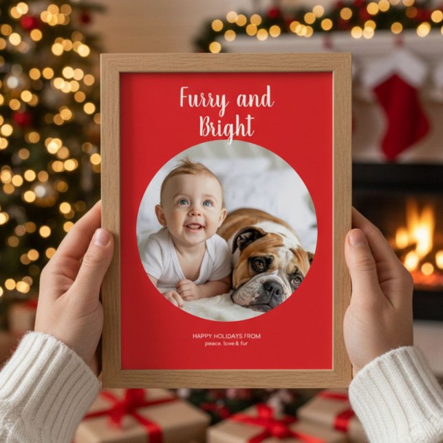 Furry & Bright Joyful cute Family Christmas Card (Creator Uploaded)