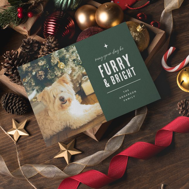 Furry & Bright Modern Dog Photo Collage Christmas Holiday Card (Creator Uploaded)