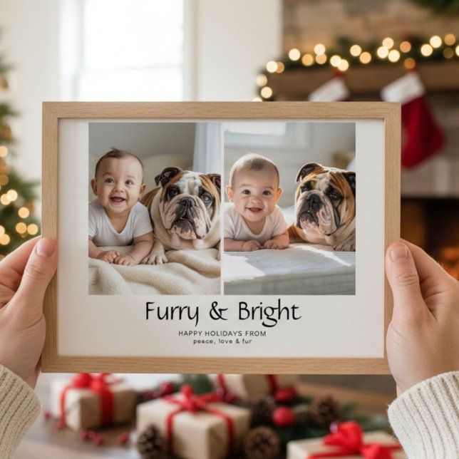 Furry & Bright Whimsical Family Holiday Card (Creator Uploaded)