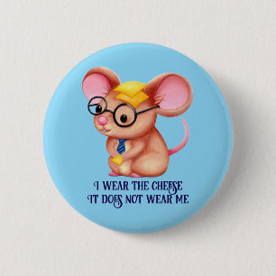Furry Cheese Man Business Mouse Tie Glasses Nerdy 6 Cm Round Badge