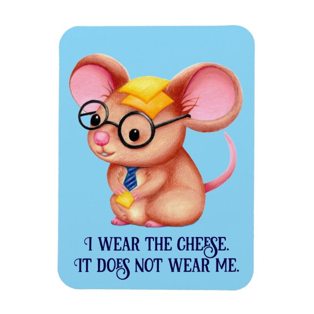 Furry Cheese Man Business Mouse Tie Glasses Nerdy Magnet (Vertical)