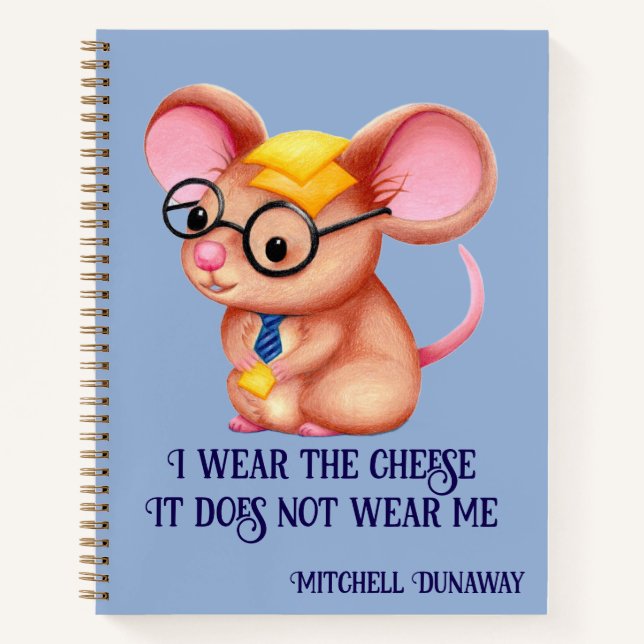 Furry Cheese Man Business Mouse Tie Glasses Nerdy Notebook (Front)