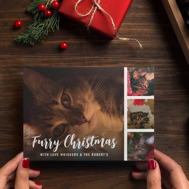 Furry Christmas Pet Photo Collage Holiday Card (Creator Uploaded)