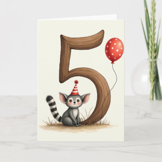 Furry Creature 5Th Birthday Card (Front)