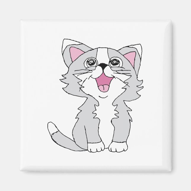 Furry Cute Cat Aesthetic Happy Cat Clipart Drawing Magnet (Front)