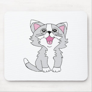 Furry Cute Cat Aesthetic Happy Cat Clipart Drawing Mouse Mat
