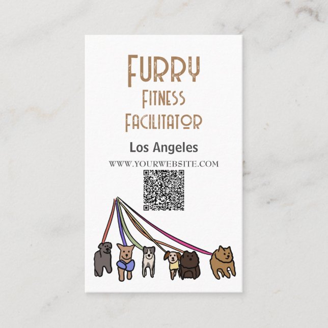 Furry Fitness Facilitator Los Angeles QR Code  Business Card (Front)