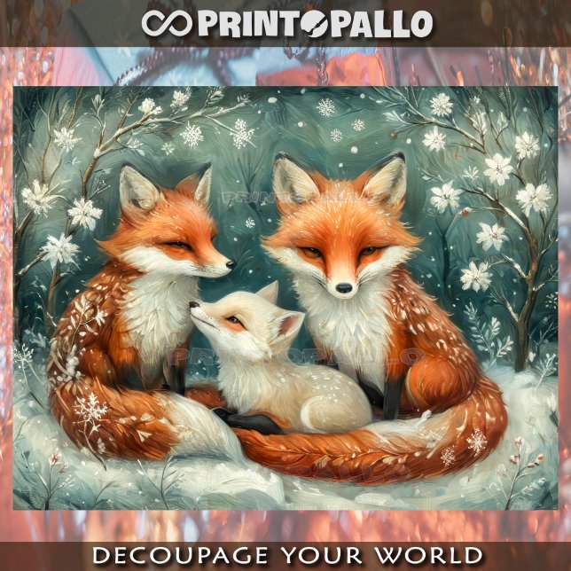Furry fox family in snowy Christmas time  Tissue Paper (Creator Uploaded)