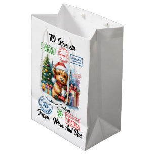 Furry Friend Sips Cocoa by Tree Medium Gift Bag