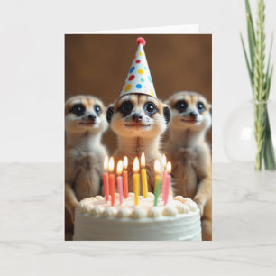 Furry Friends Birthday Party Hat Card