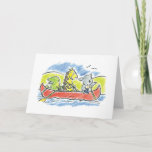 Furry Friends Canoe Folded Greeting Card<br><div class="desc">I like drawing cute cartoony animals and wanted scenes where ALL animals get along.</div>