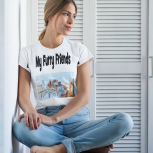 Furry Friends Cat and Dog Photo T-Shirt