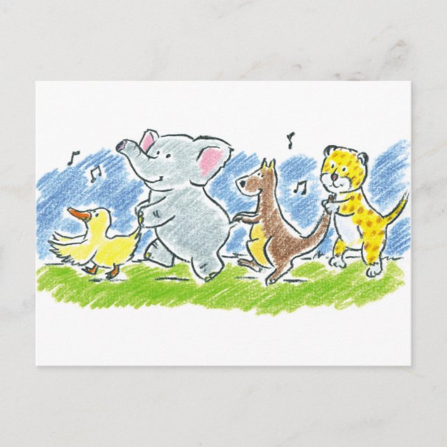 Furry Friends Conga Postcard (Front)