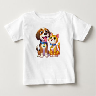 Furry Friends Forever: Dog and Cat Together Baby T-Shirt